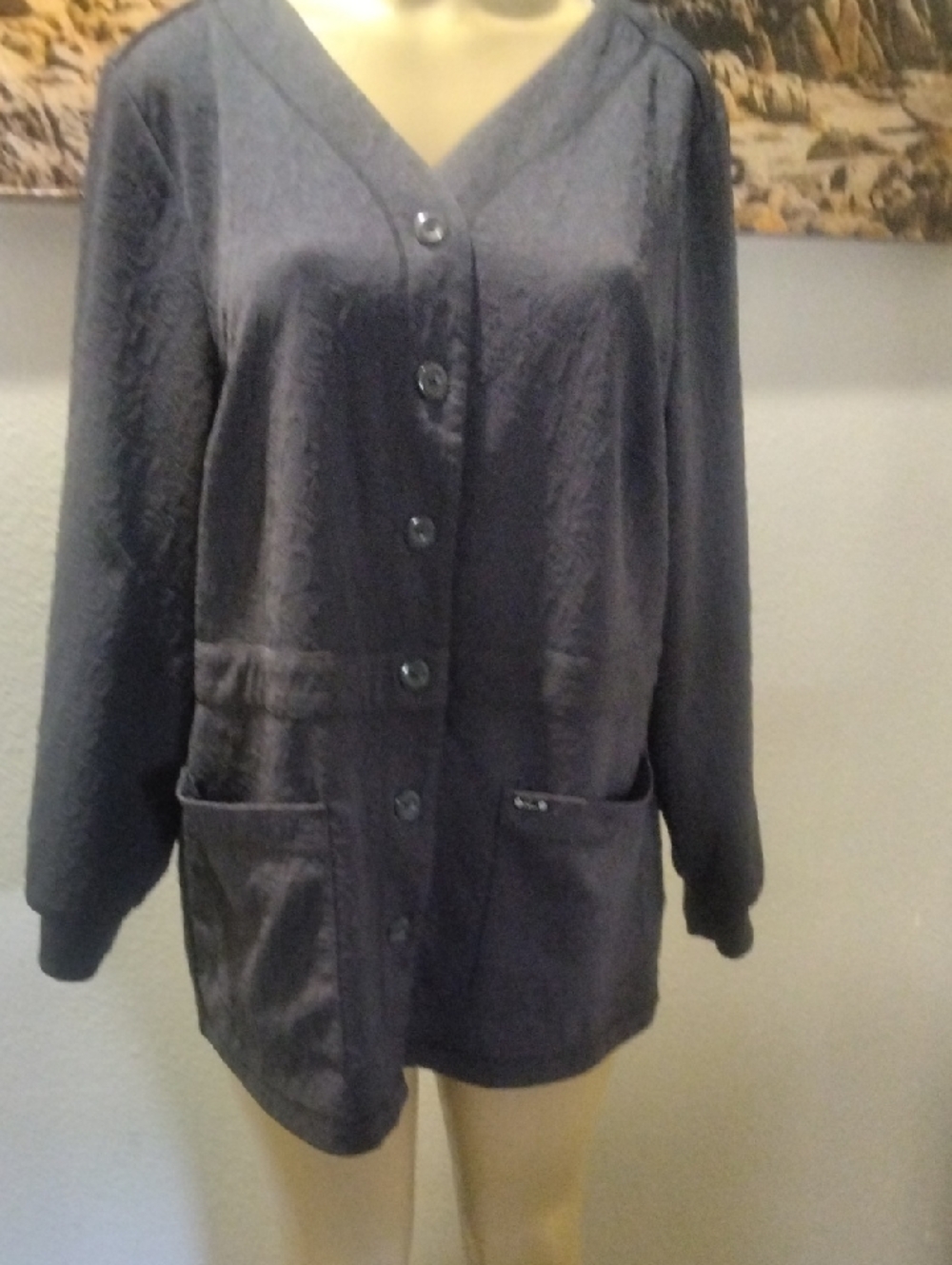 Women's Grey Utility Button-Front Jacket with Pockets